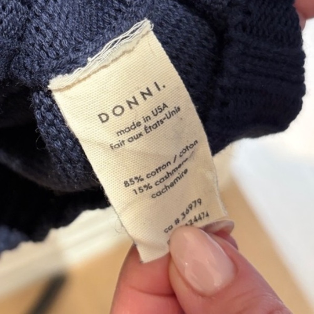 DONNI. Navy Blue Cotton Cashmere Sweater - Picture 6 of 7